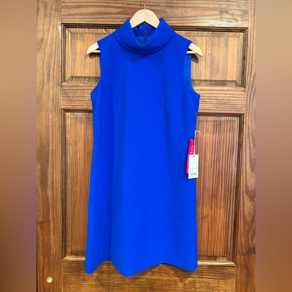 💙 Alex Marie Cobalt Blue Mock Neck Shift Dress Size 4 NWT💙